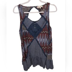 Umgee Boho Multi Color Sleeveless Blouse